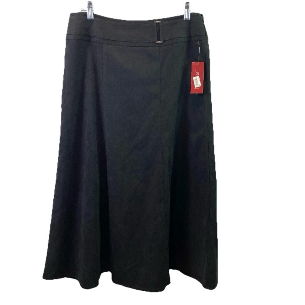 JM Collection Womens Skirt Black Faux Suede Maxi Y2K A Line Bohemian Sz 8 NWT